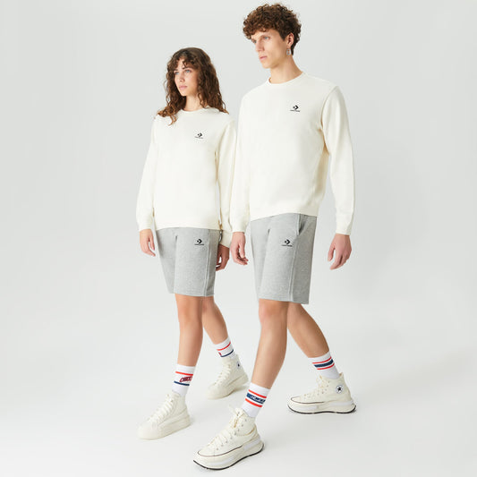 Converse Go-to Embroidered Star Chevron Fleece Unisex Gri Şort