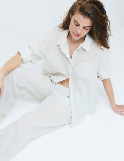 Çizgili Yakalı Pijama Üstü