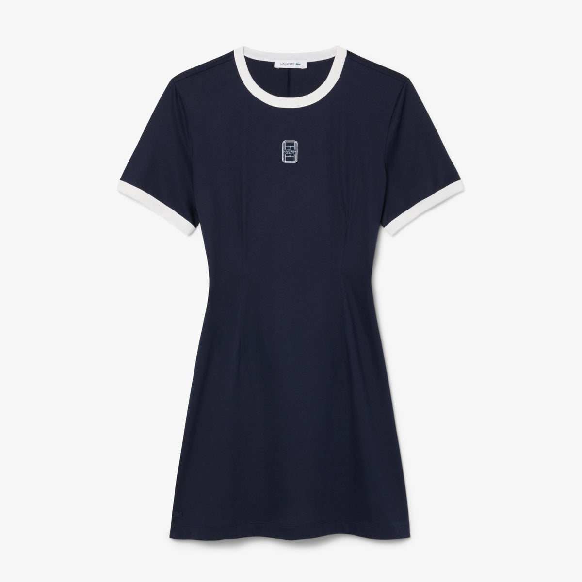 Lacoste Kadın Flare Fit Kısa Kollu Bisiklet Yaka Lacivert Elbise