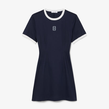 Lacoste Kadın Flare Fit Kısa Kollu Bisiklet Yaka Lacivert Elbise