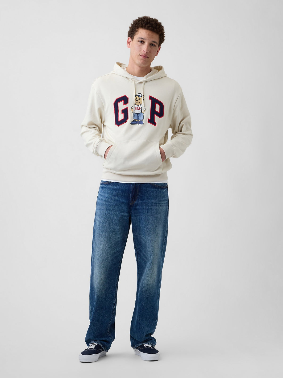Krem Gap Logo Fransız Havlu Kumaş Sweatshirt