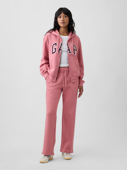 Pembe Gap Logo Fleece Fermuarlı Sweatshirt
