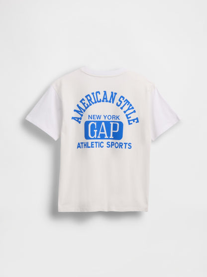 Beyaz Relaxed Grafik Logo T-shirt