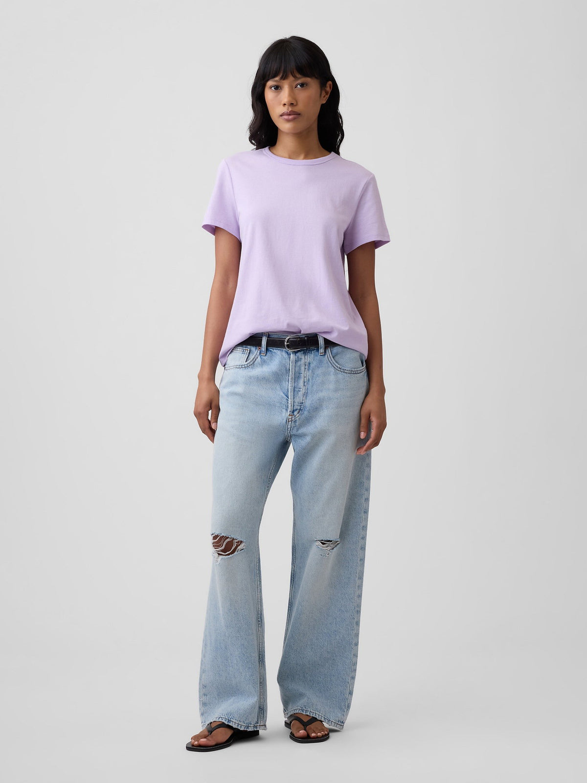 Lila Favorite Bisiklet Yaka T-shirt