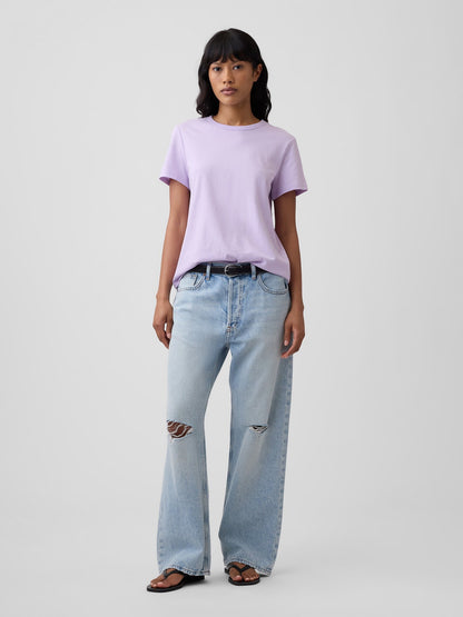Lila Favorite Bisiklet Yaka T-shirt