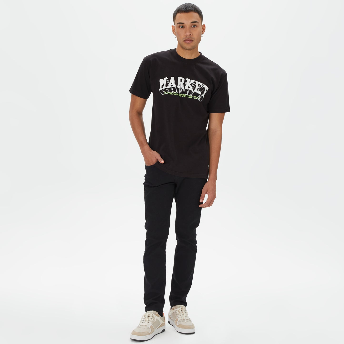 Market Super Market Erkek Siyah T-shirt