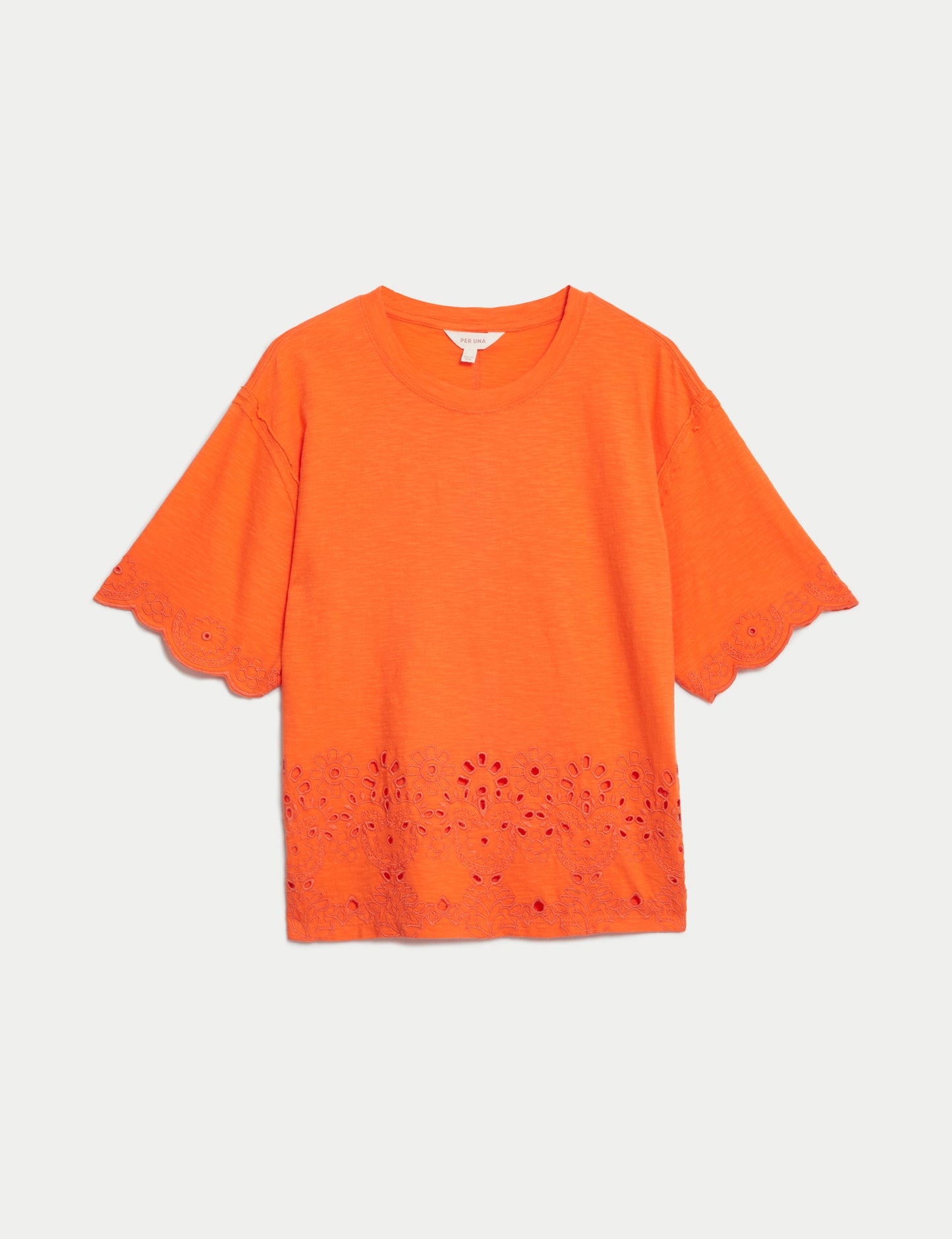 Saf Pamuklu Işleme Detaylı T-shirt