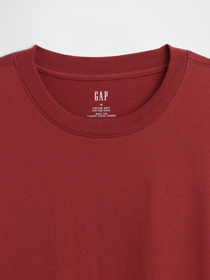 Koyu Kırmızı Vintagesoft Boxy T-shirt