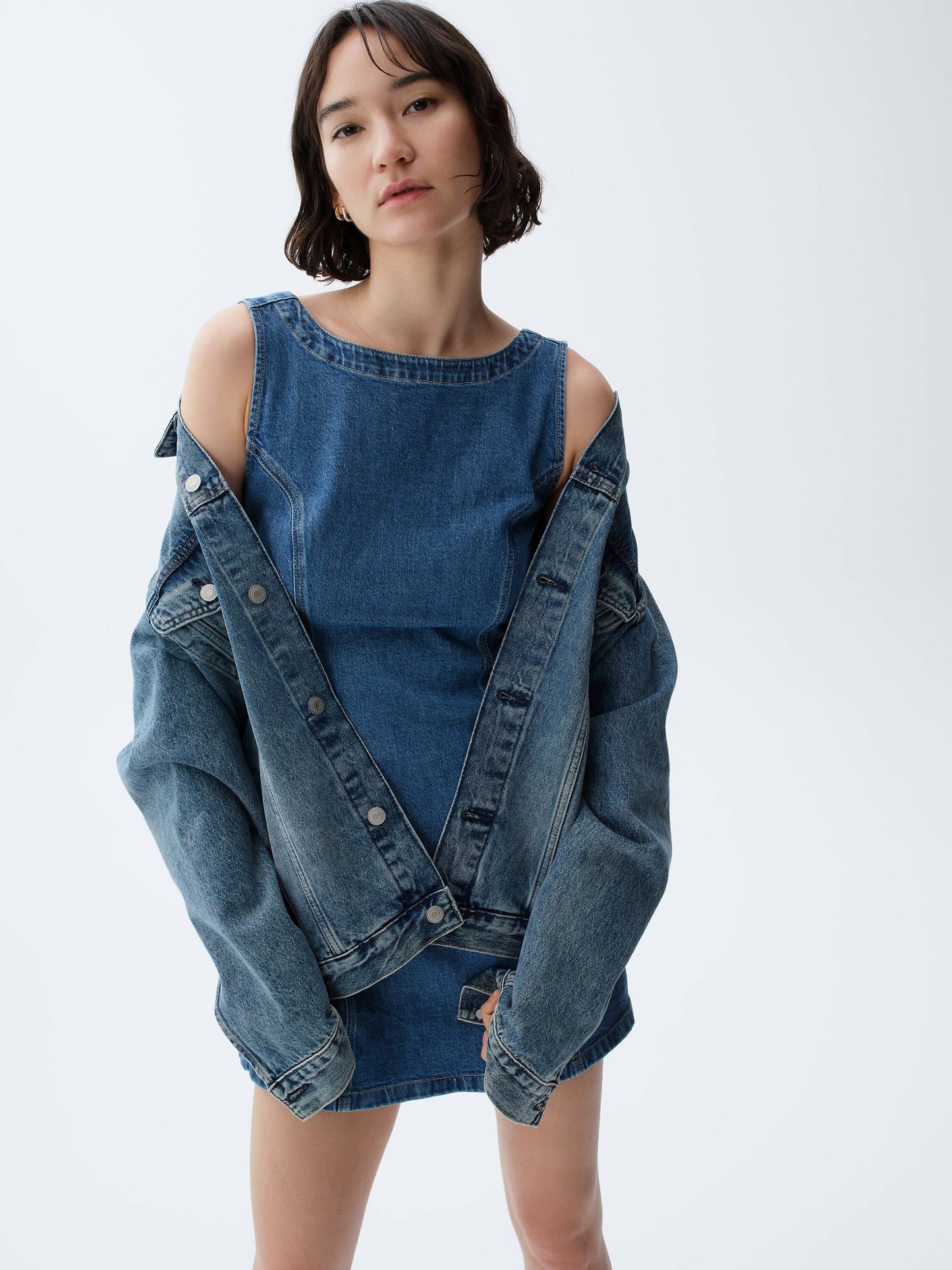 Mavi Denim Botneck Open-back Mini Elbise