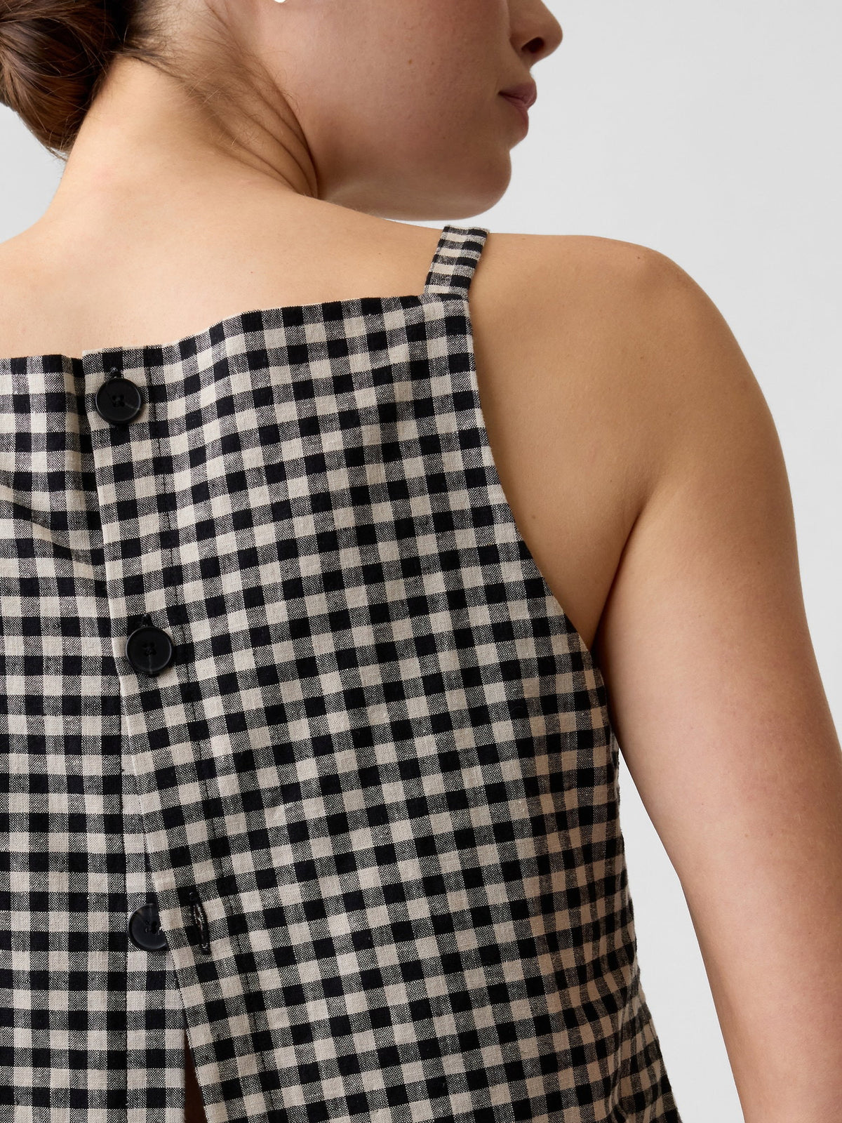 Beyaz Keten Karışımlı Apron Bluz