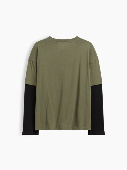 Haki Relaxed Grafik Baskılı T-shirt
