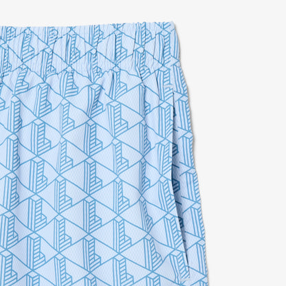 Lacoste Monogram Erkek Mavi Deniz Şortu