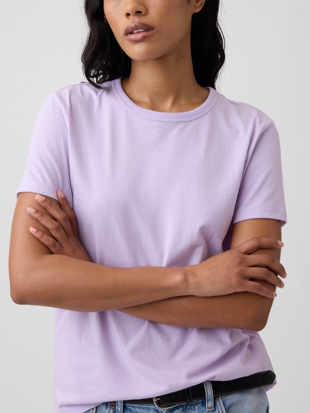 Lila Favorite Bisiklet Yaka T-shirt