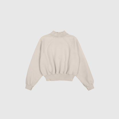 Champion Mock Turtle Neck Long Sleeves Kadın Krem Sweatshirt