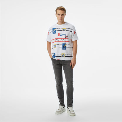Nautica Erkek Beyaz Oversize Fit T-shirt