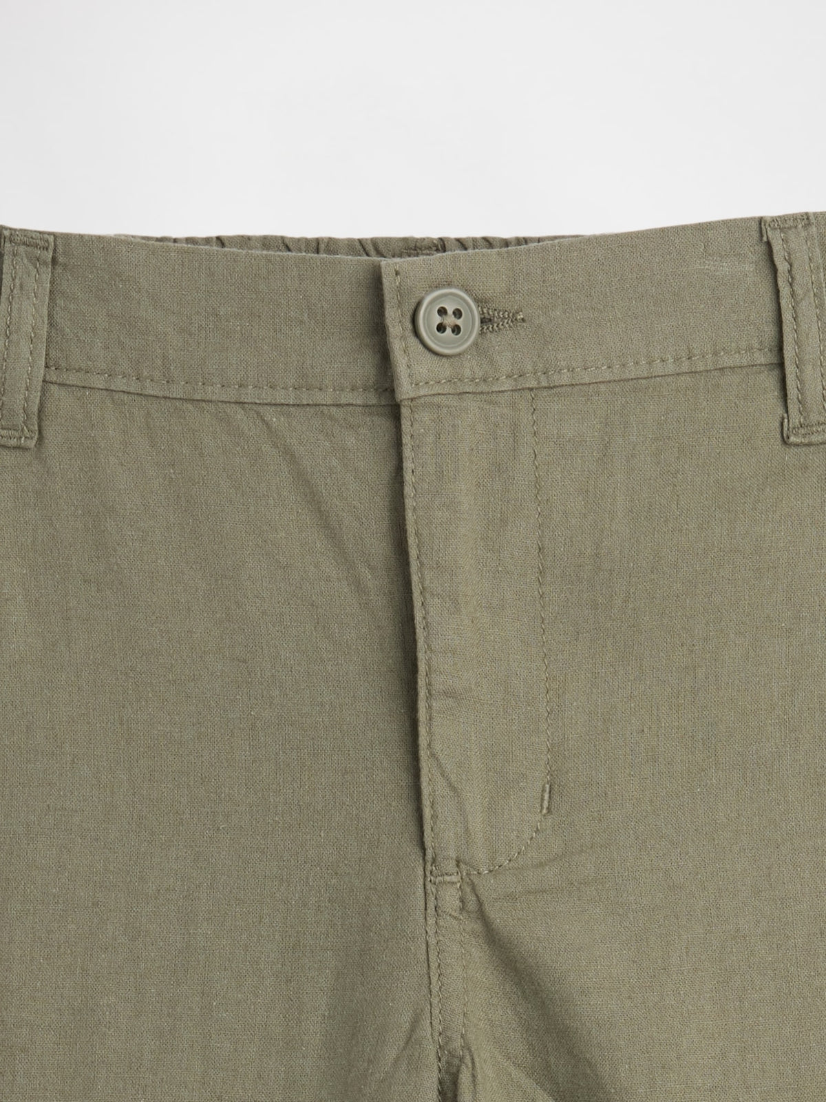 Haki Relaxed Keten Karışımlı Pantolon