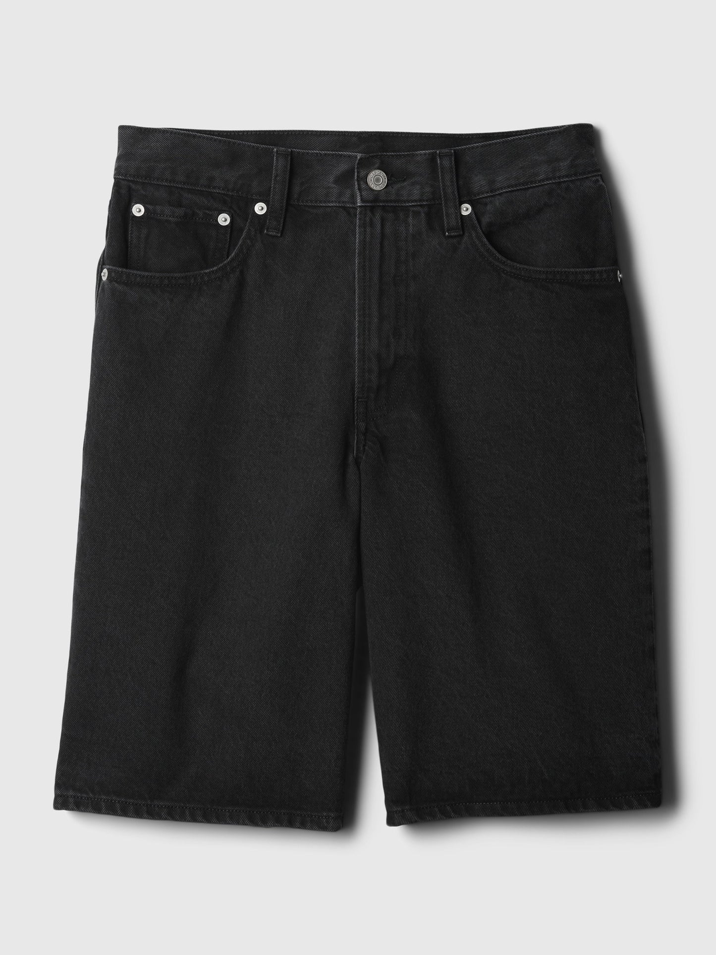 Siyah 11.5 Mid Rise Longline Denim Şort