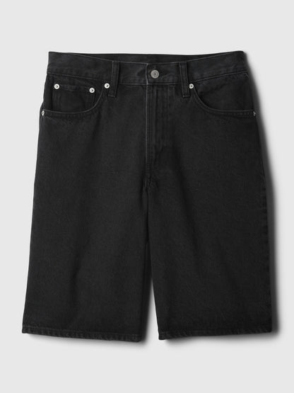 Siyah 11.5 Mid Rise Longline Denim Şort