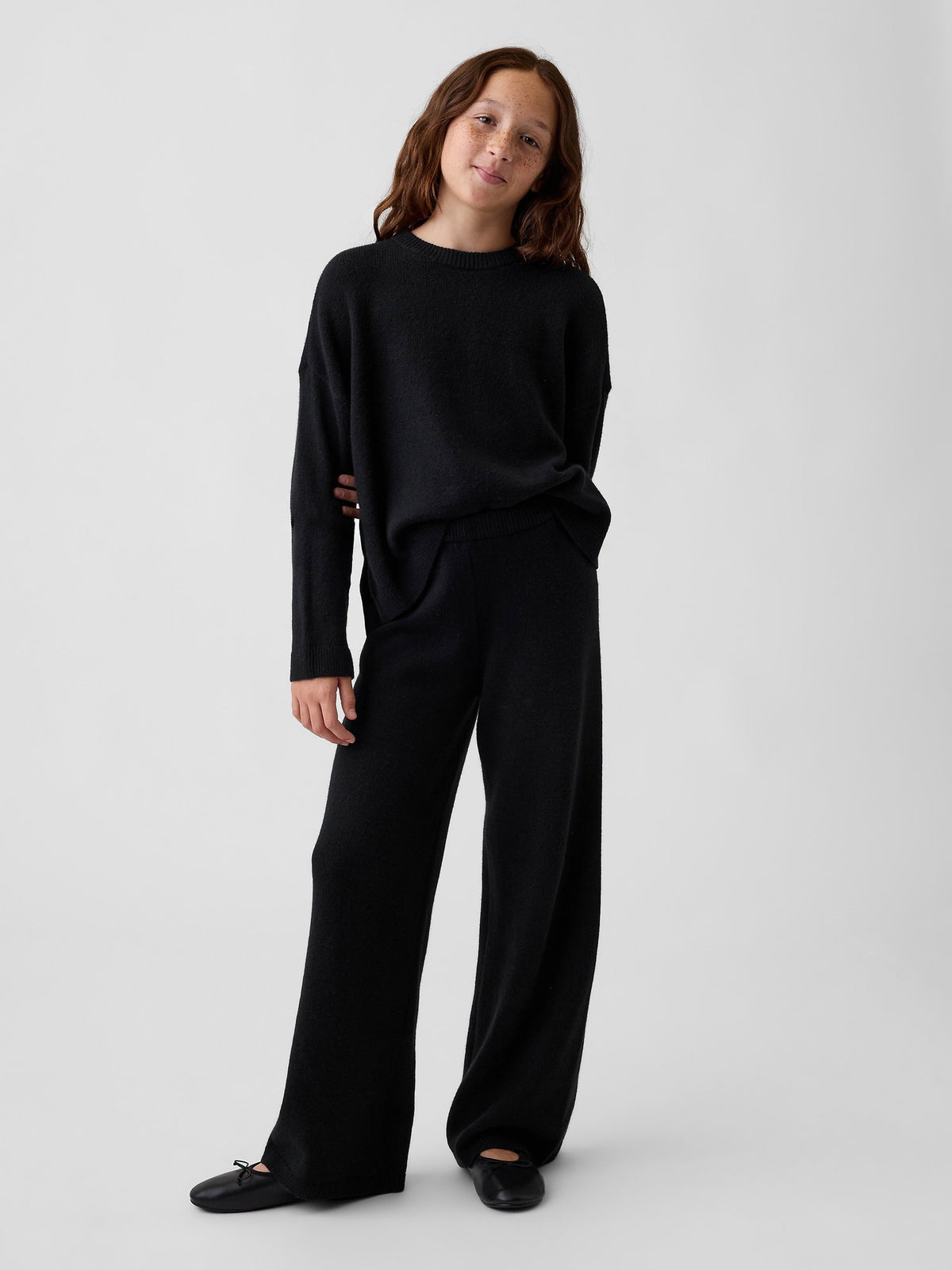 Siyah Cashsoft Wide-leg Pantolon