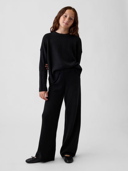 Siyah Cashsoft Wide-leg Pantolon