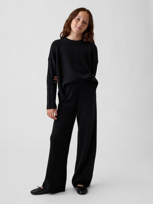 Siyah Cashsoft Wide-leg Pantolon