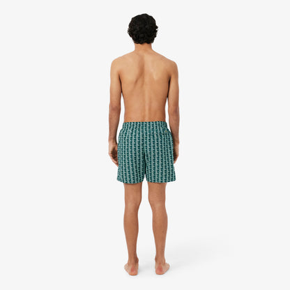Lacoste Monogram Erkek Yeşil Deniz Şortu