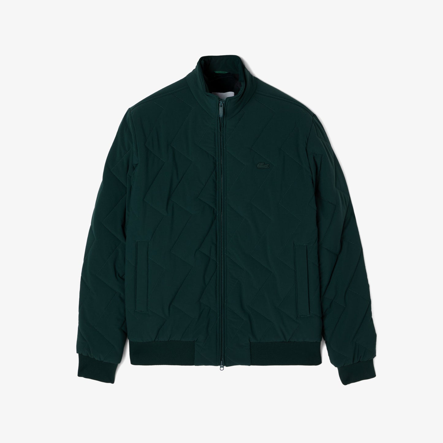 Lacoste Erkek Dik Yaka Kapitone Koyu Yeşil Mont