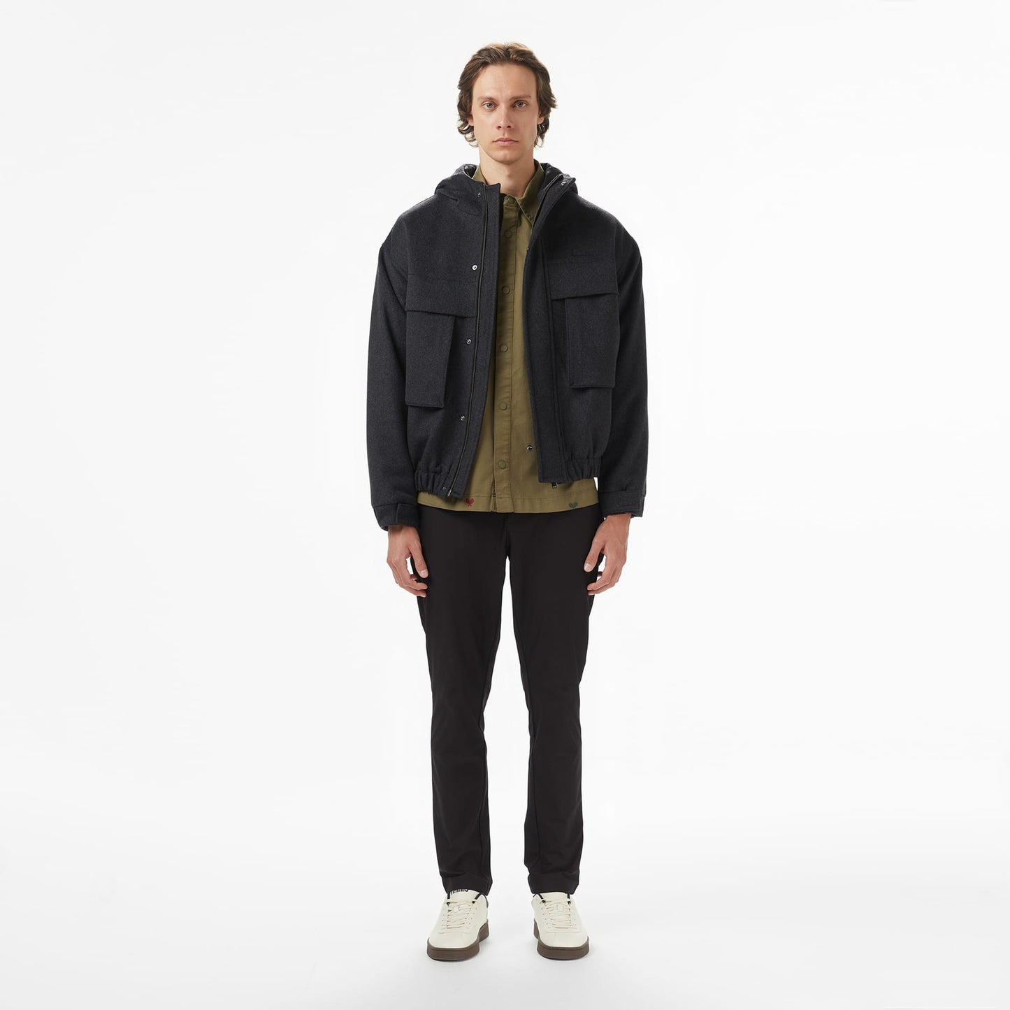 Lacoste Erkek Kapüşonlu Koyu Gri Mont