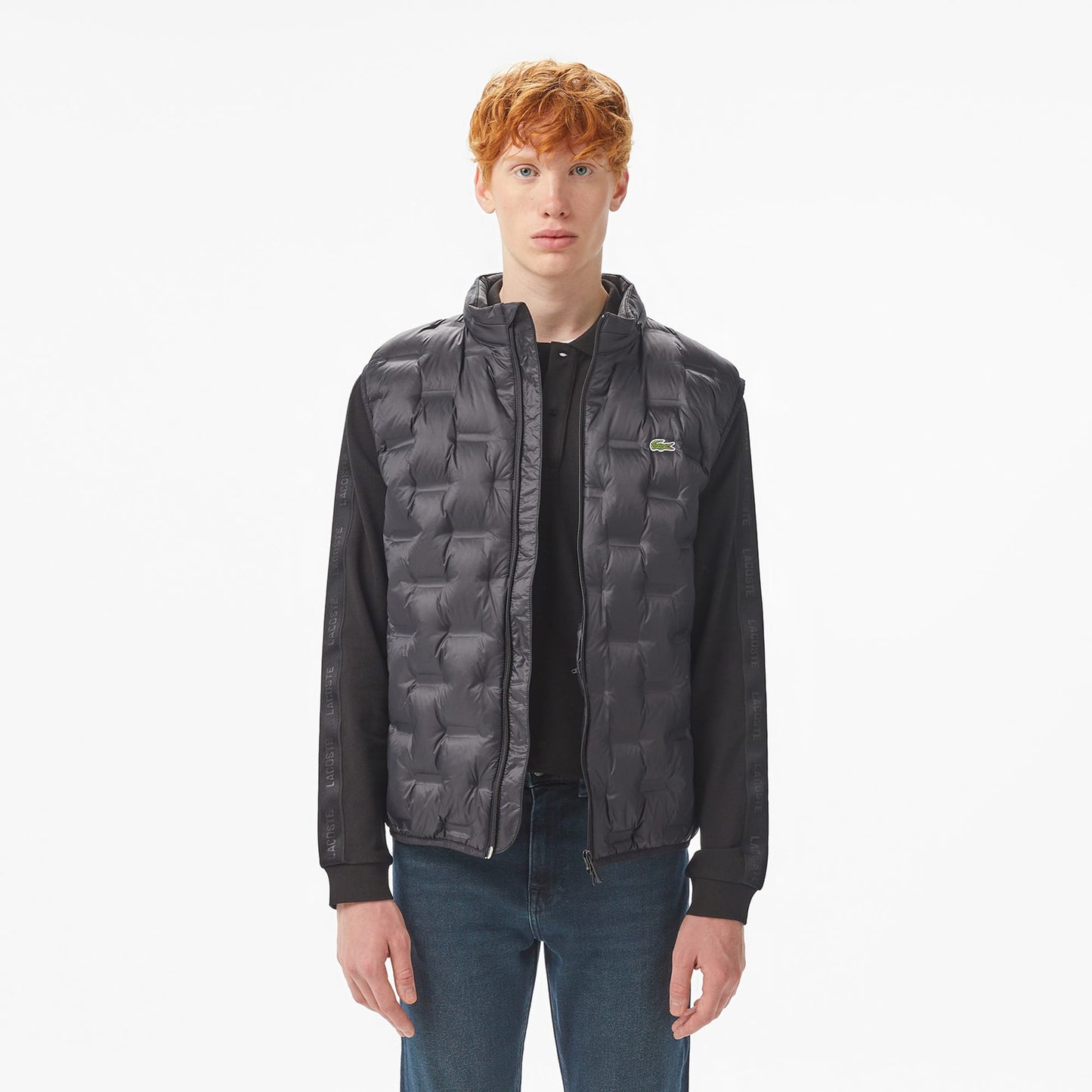 Lacoste Erkek Dik Yaka Kapitone Siyah Yelek