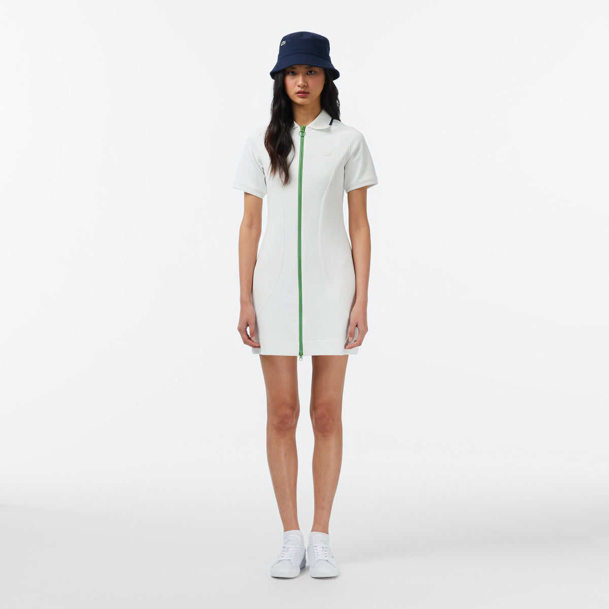 Lacoste Kadın Classic Fit Kısa Kollu Krem Elbise