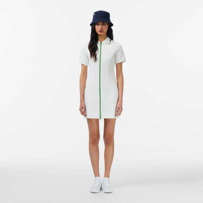 Lacoste Kadın Classic Fit Kısa Kollu Krem Elbise