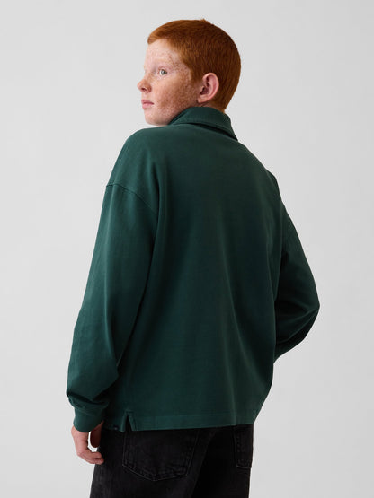 Koyu Yeşil Heavyweight Relaxed Polo T-shirt