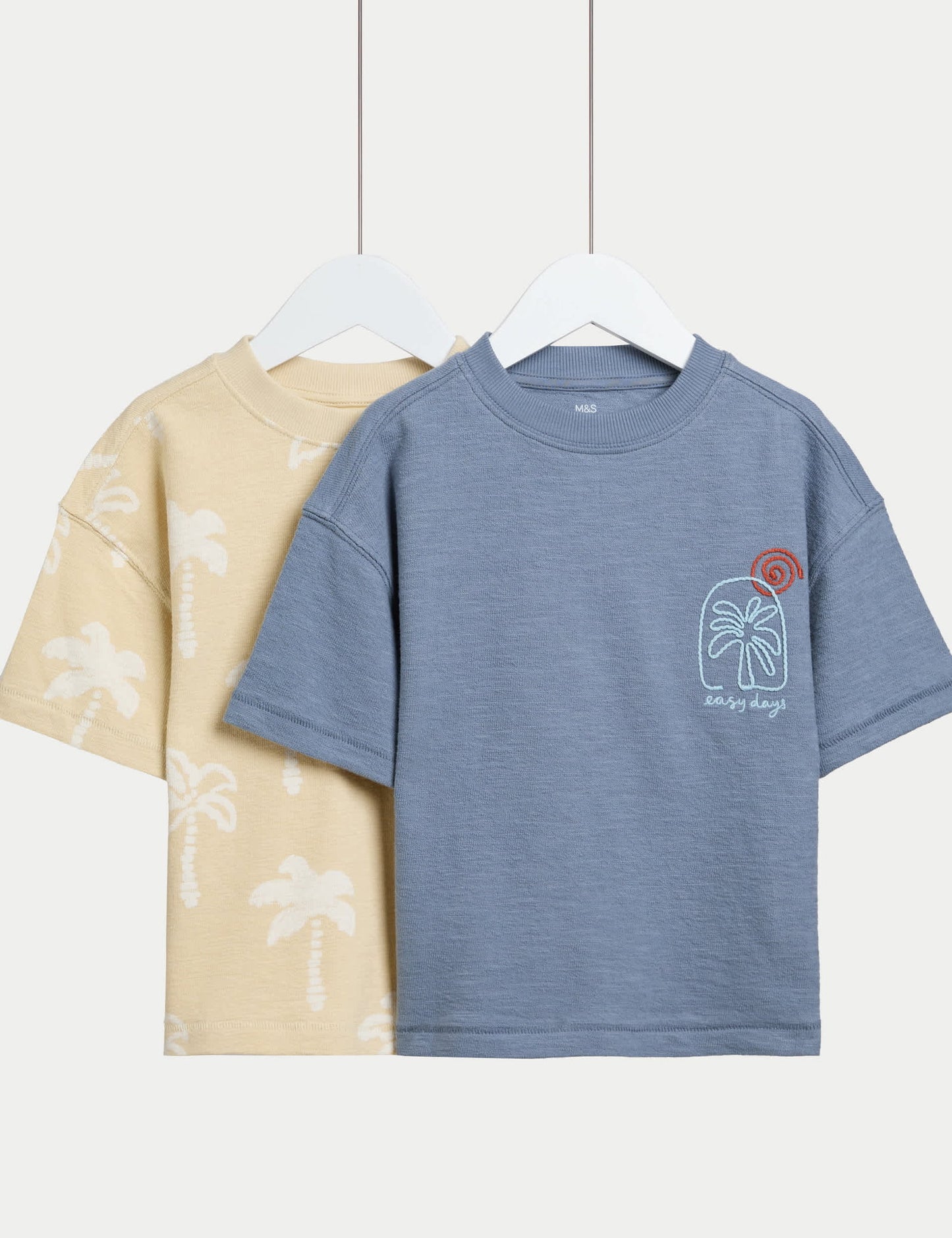 Saf Pamuk Işlemeli 2’li T-shirt (2–8 Yaş)