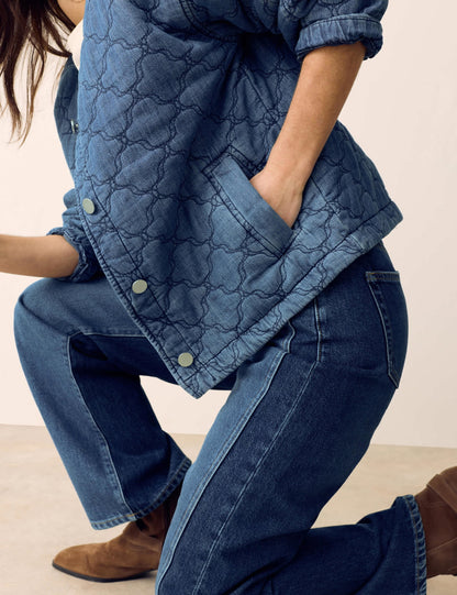 Denim Kapitone Bomber Ceket
