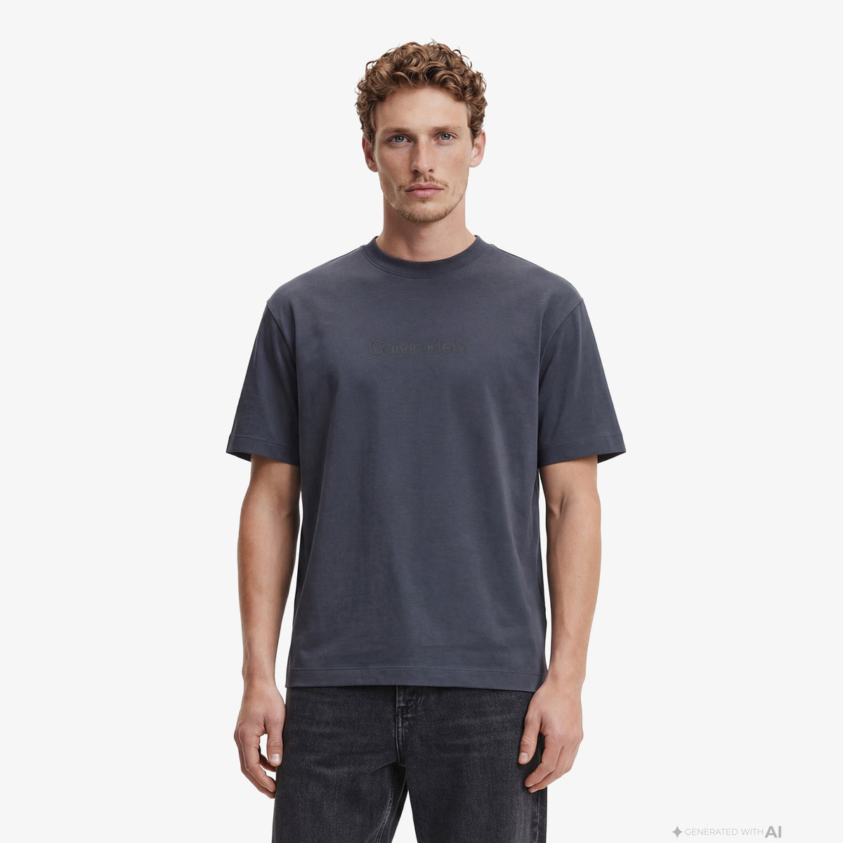 Calvin Klein Releaxed Standard Logo Crewnk Erkek Lacivert T-shirt