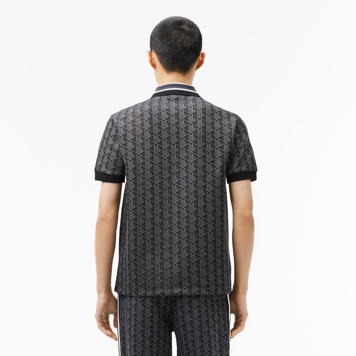 Lacoste Classic Fit Contrast Collar Monogram Erkek Gri Polo