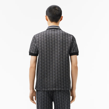 Lacoste Classic Fit Contrast Collar Monogram Erkek Gri Polo