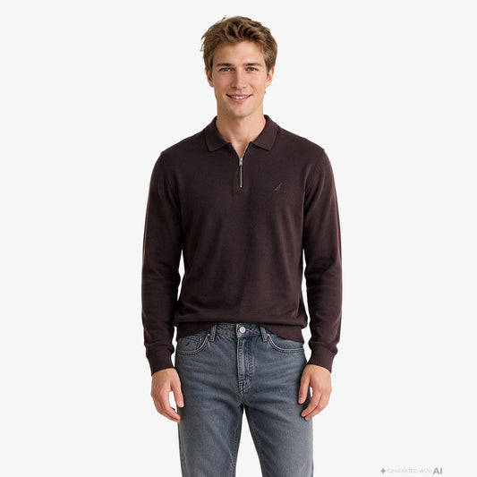 Nautica Erkek Kahverengi Regular Fit Triko