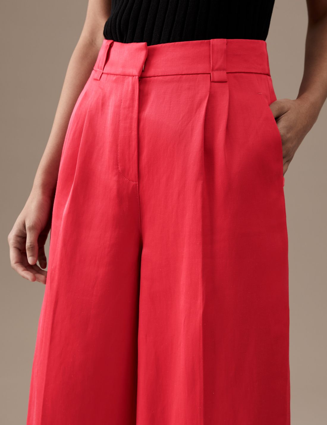 Wide Leg Keten Pantolon