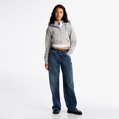 Tommy Hilfiger Tjcw Prep Varsity Zip-thru Kadın Gri Sweatshirt