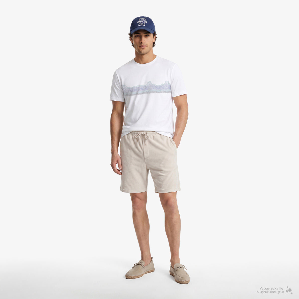 Nautica Erkek Beyaz Regular Fit T-shirt