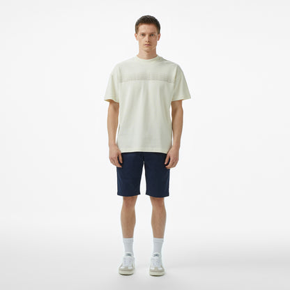 Lacoste Erkek Oversize Fit Bisiklet Yaka Baskılı Beyaz T-shirt