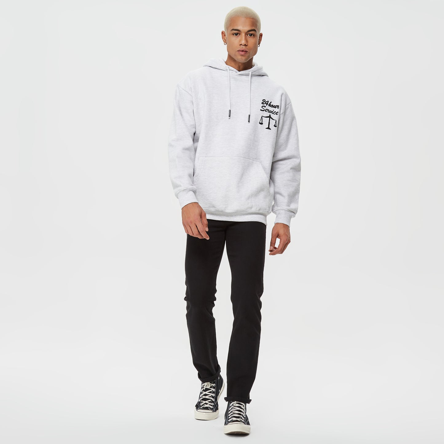Market Smiley Mosaic Erkek Beyaz Hoodie