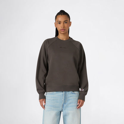 Champion Crewneck Kadın Haki Sweatshirt