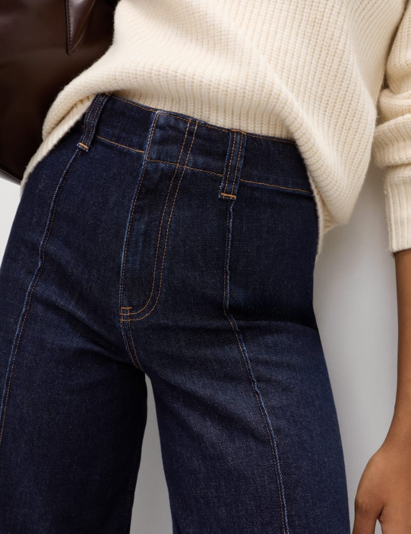 Dikişli Geniş Paça Jean