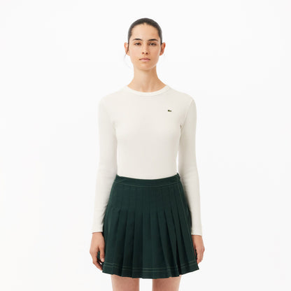 Lacoste Slim Fit Uzun Kollu Kadın Beyaz Tişört