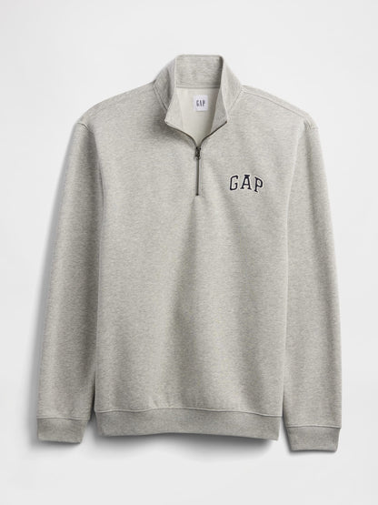Açık Gri Relaxed Gap Logo Çeyrek Fermuarlı Sweatshirt