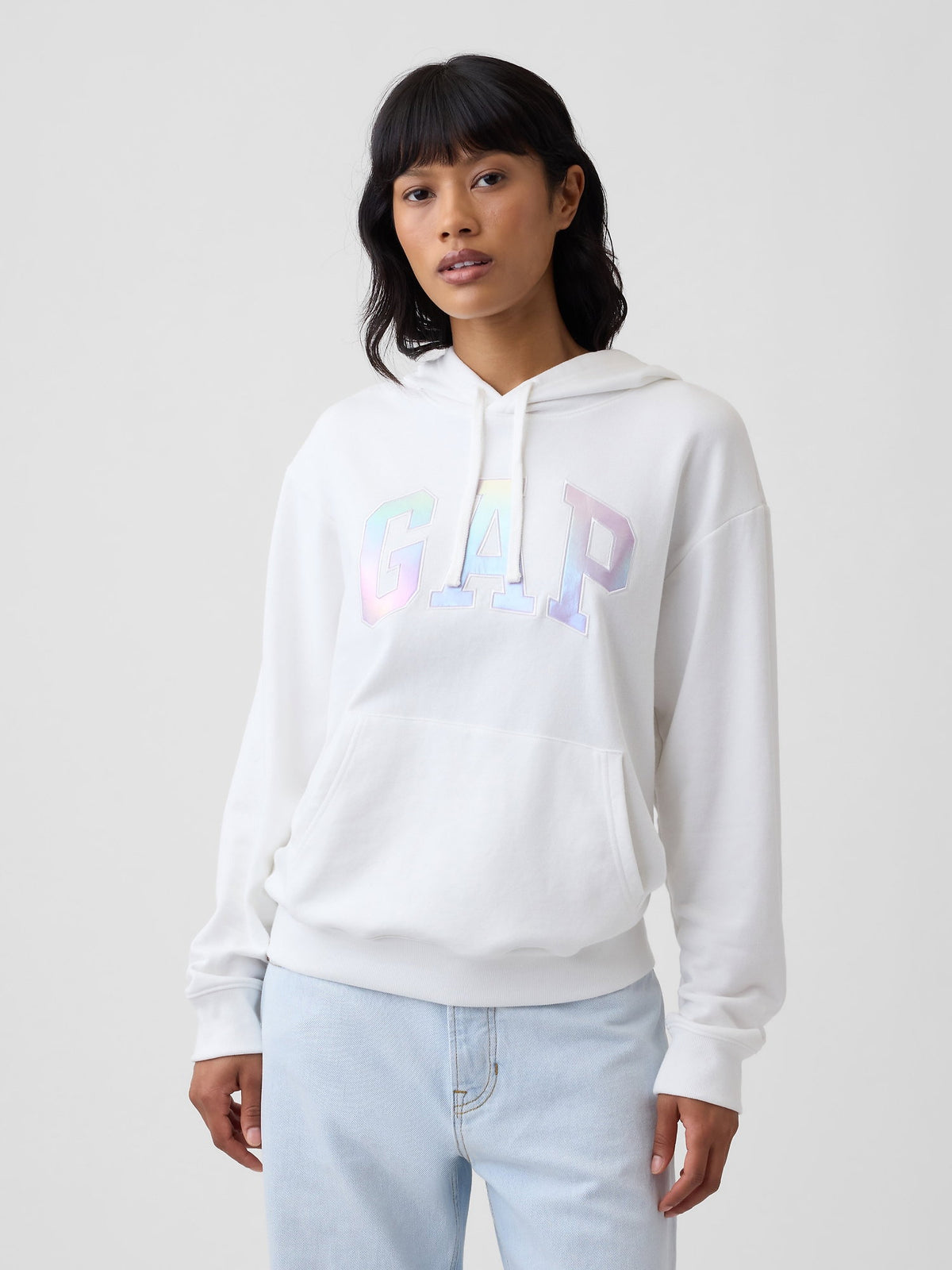 Kırık Beyaz Gap Logo Havlu Kumaş Sweatshirt