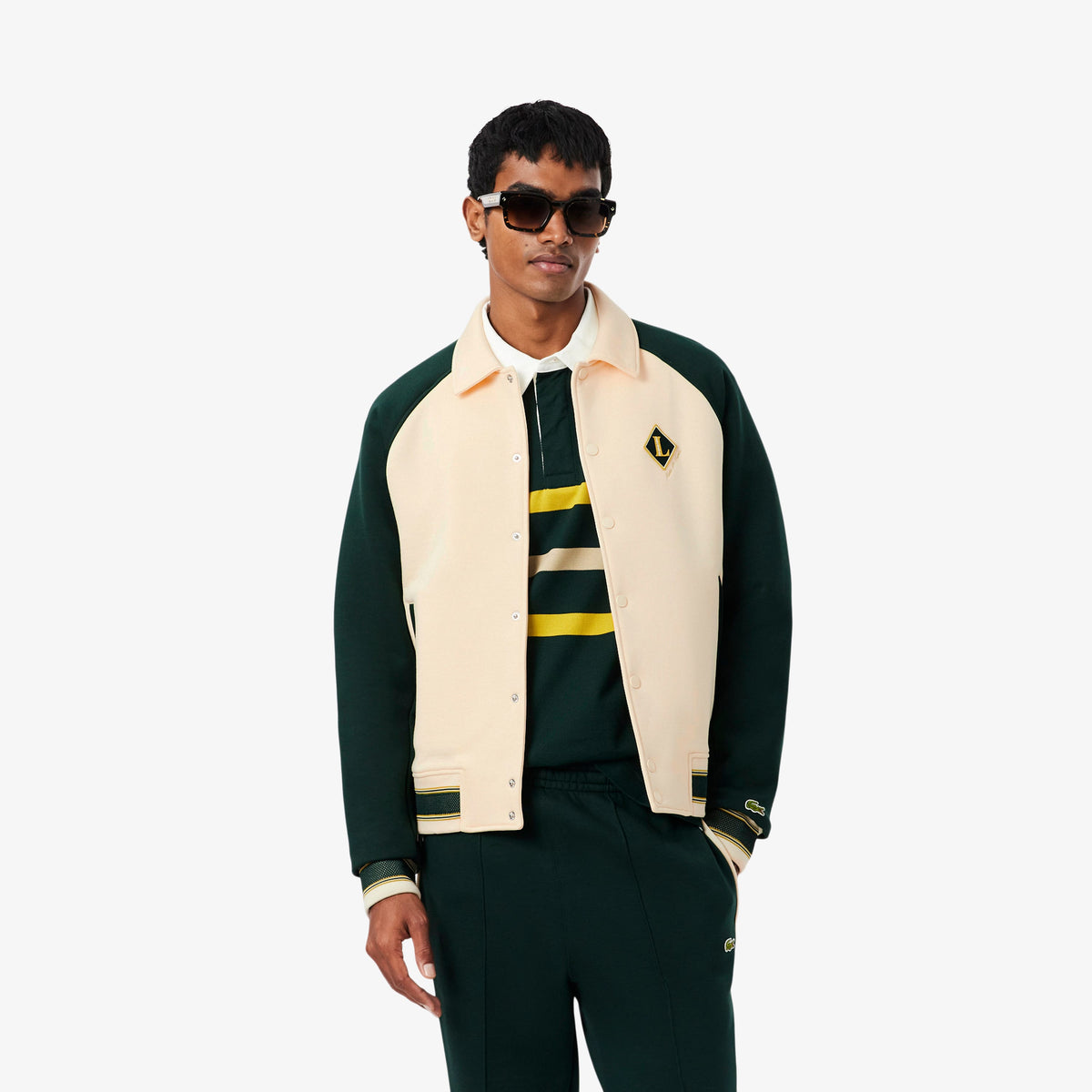 Lacoste Erkek Classic Fit Renk Bloklu Bej Ceket