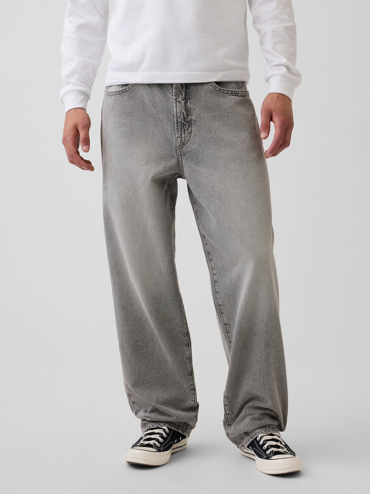 Gri Baggy Jean Pantolon